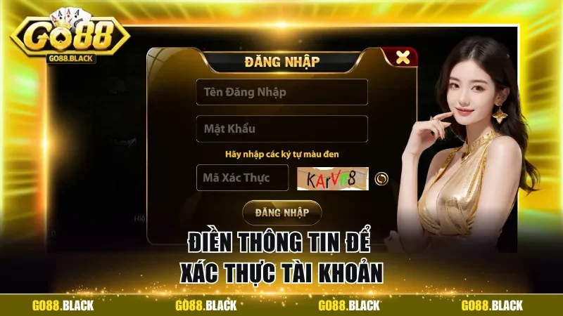 Điền thông tin để xác thực tài khoản